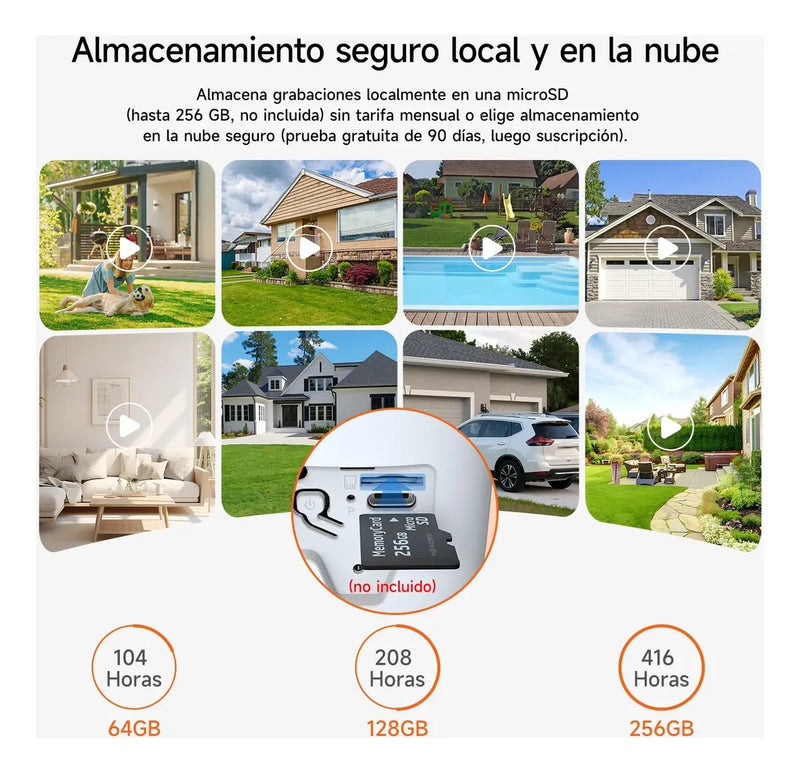 Cámara Vigilancia Wifi 4MP Batería Exterior sin Cables