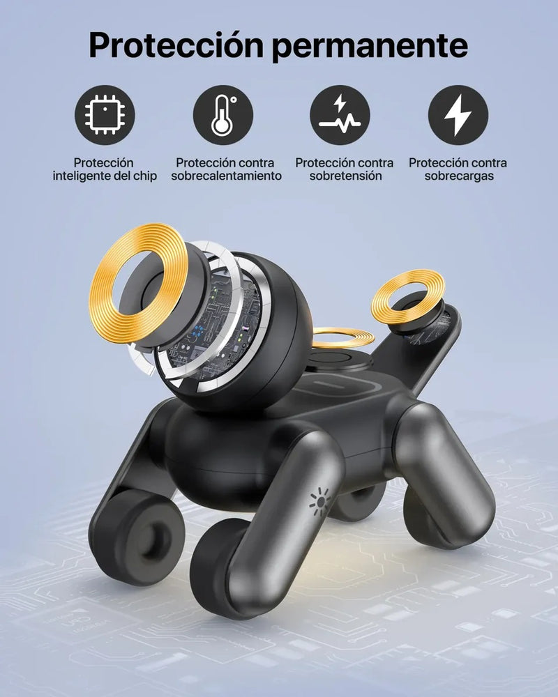 Cargador Inalámbrico 3 en 1 Robot Estación Perro Robot con Lámpara para Apple