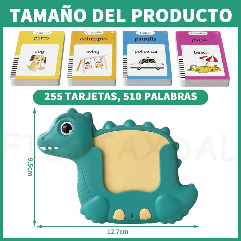 Dinosaurio Aprendizaje Tarjetas Lectura Español e Ingles 510 Palabras