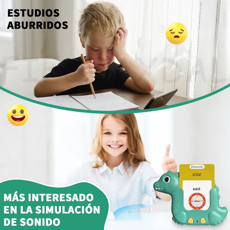 Dinosaurio Aprendizaje Tarjetas Lectura Español e Ingles 510 Palabras