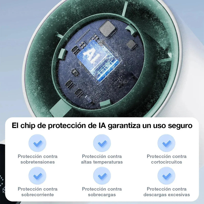 Ventilador Portátil de Mano Recargable con Pantalla Digital LED