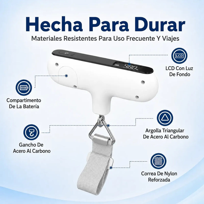 Bascula Digital Portatil Viaje para Maletas 50kg/100g