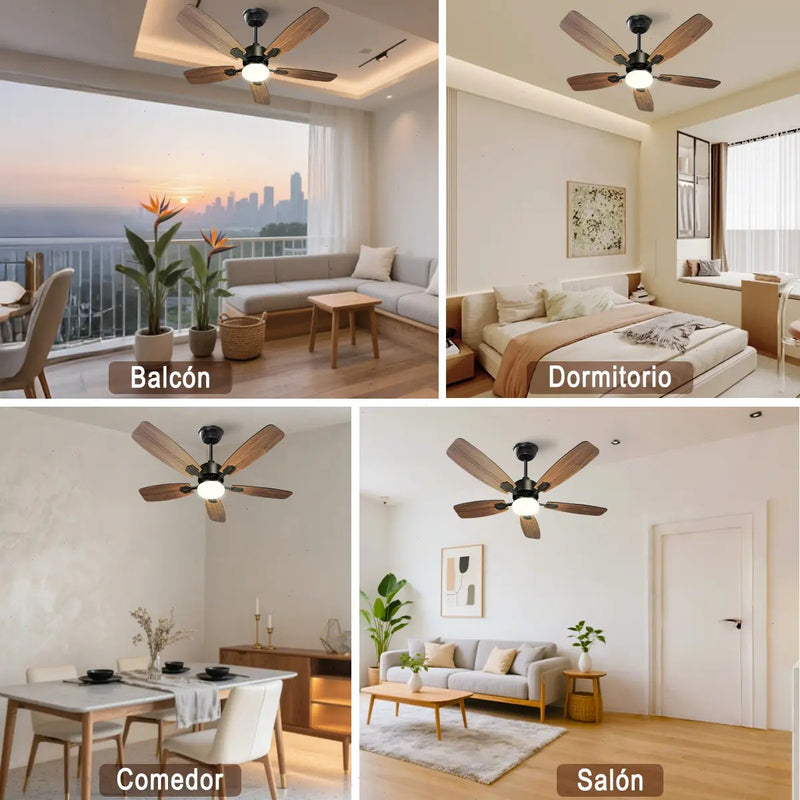 Ventilador de Techo Moderno con Luces LED de 5 Aspas