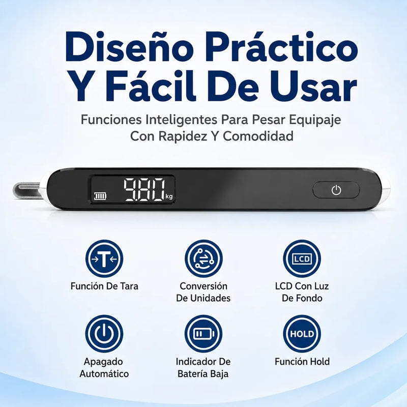 Bascula Digital Portatil Viaje para Maletas 50kg/100g