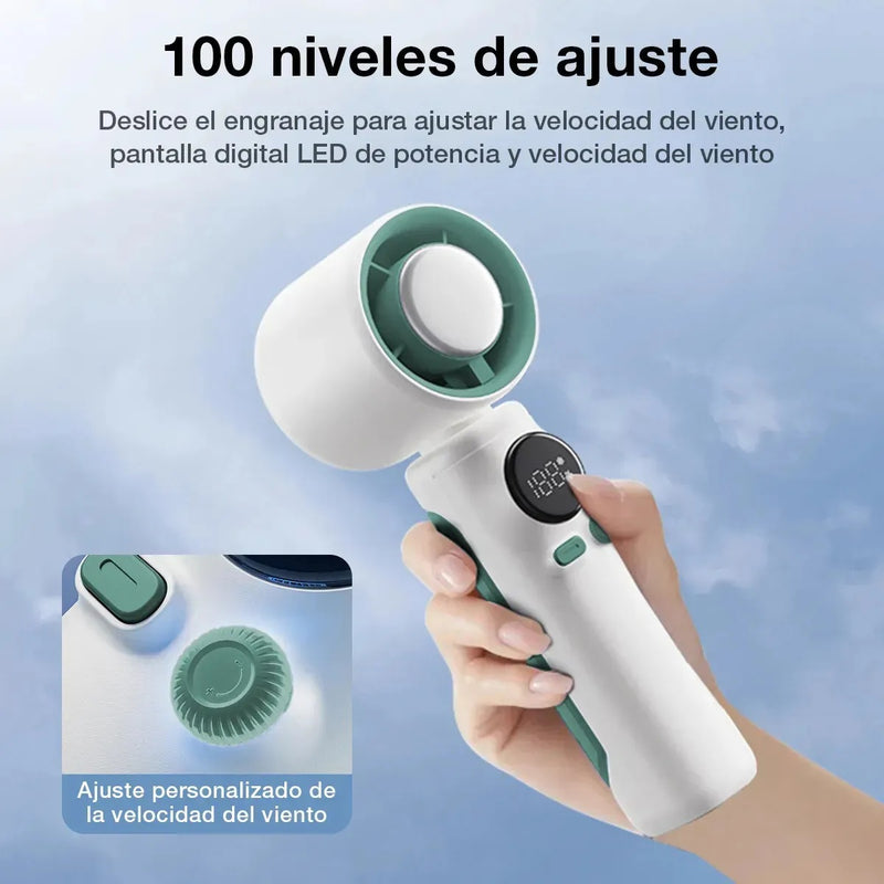 Ventilador Portátil de Mano Recargable con Pantalla Digital LED