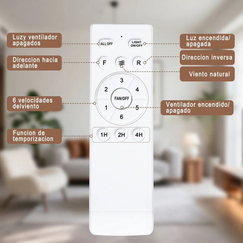 Ventilador de Techo Moderno con Luces LED de 5 Aspas