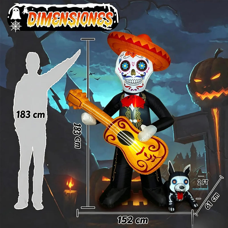 Inflable de Día de Muertos Decoración Exterior 1,8M