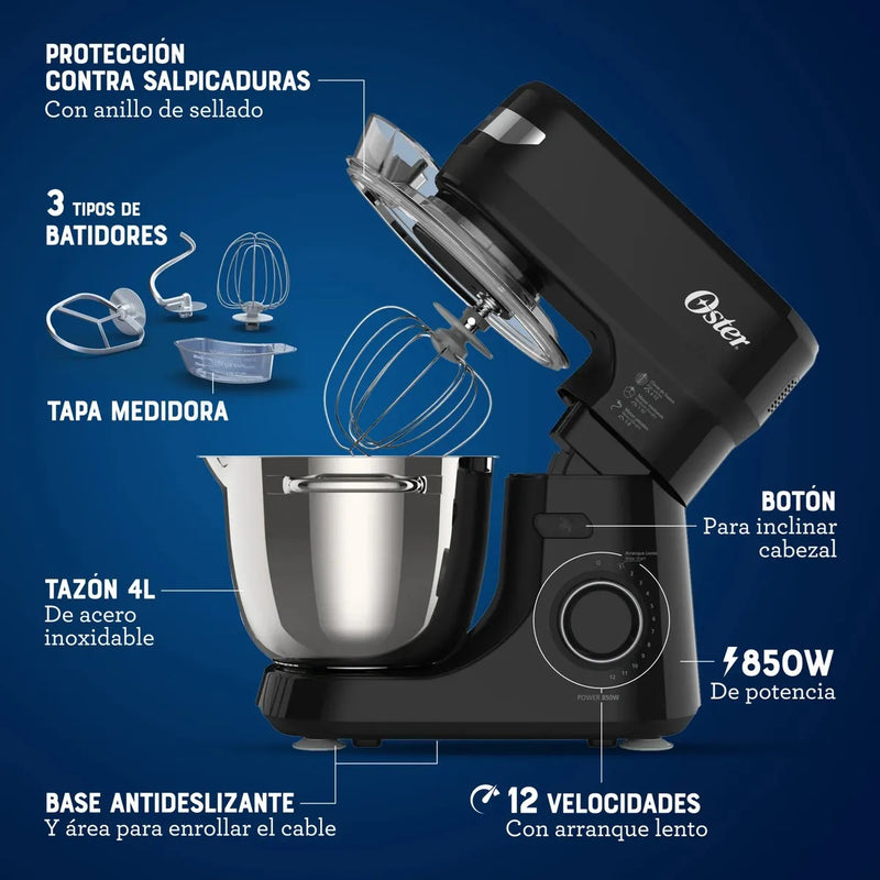 Batidora Oster 12 Velocidades Tazón de Acero Inoxidable de 4lt