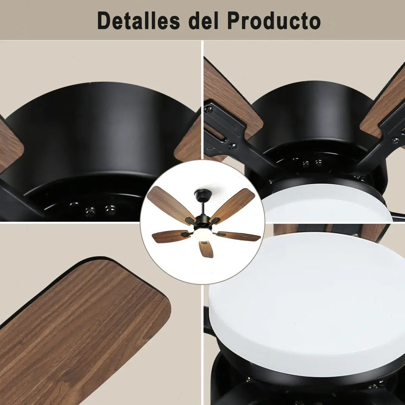 Ventilador de Techo Moderno con Luces LED de 5 Aspas