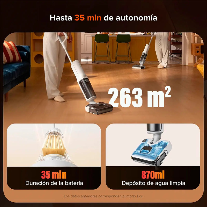 Aspiradora Inalámbrica en Seco y Húmedo Roborock F25 Blanca