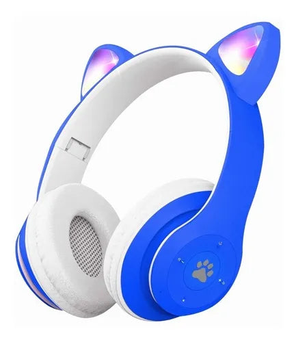 Audífonos de Orejas de Gato con Bluetooth y Luz LED