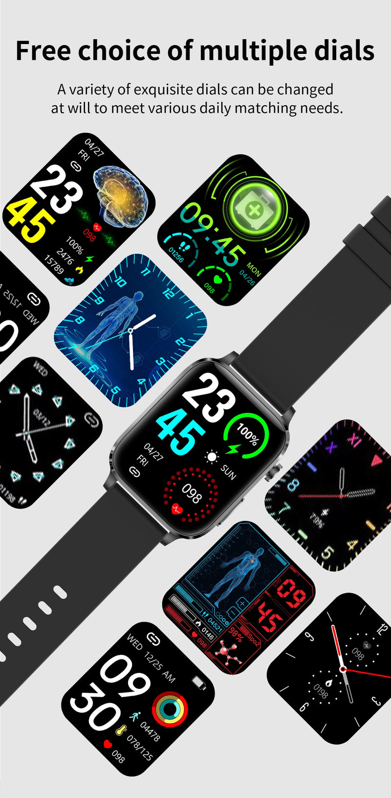 SmartWatch Resistente al Agua con 3 Monitores de Salud para Deporte