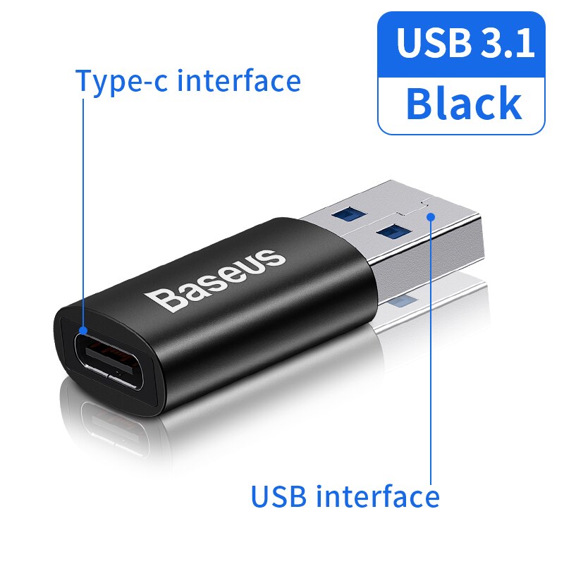 Adaptador Baseus USB 3,1 tipo C OTG de Sincronización de Datos de 10 Gbps
