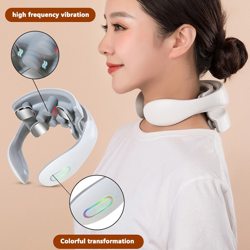 Masajeador de Cuello Inteligente con Vibración y Control por Voz