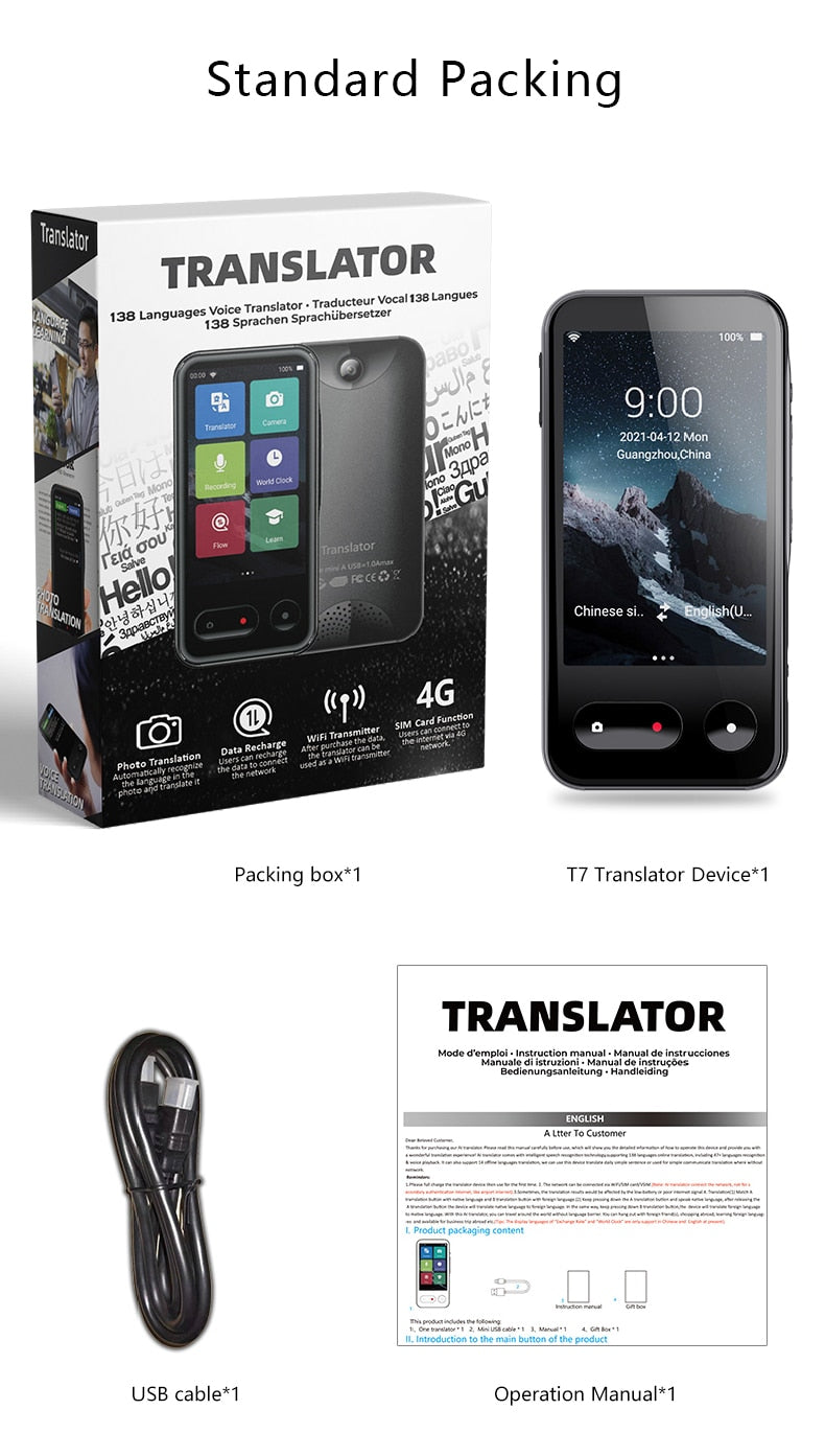 Traducir la voz a texto/voz inteligente Convertidor de texto a voz  Traductor Traductor instantáneo Traductor Portátil - China Iflytek, WiFi+4G  Touch-Screen